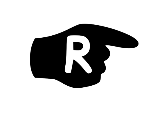 Pointing Hand with Playful Mono R: Graphics & Crafts