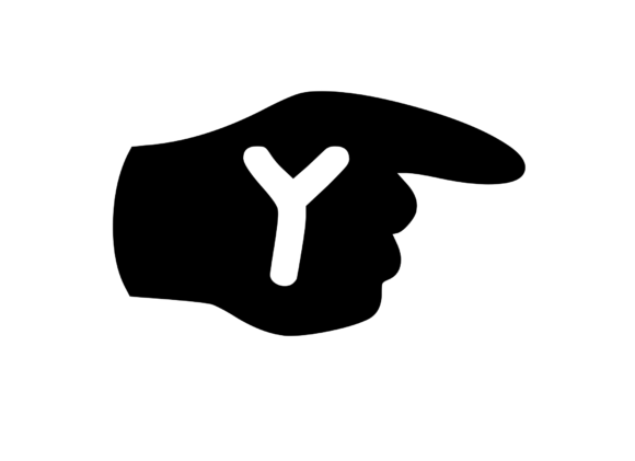Pointing Hand with Playful Mono Y: Graphics for Crafts